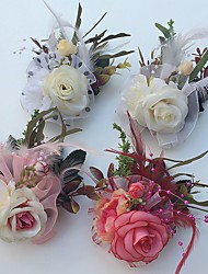 cheap -Wedding Flowers Roses Boutonnieres Wedding Party/ Evening Satin Tulle Leather