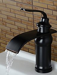 cheap -Bathroom Sink Faucet - Waterfall Oil-rubbed Bronze Widespread Single Handle One HoleBath Taps / Art Deco / Retro / Yes / Stainless Steel / Brass
