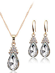 cheap -Jewelry Set For Women&#039;s Crystal Party Wedding Daily Alloy Solitaire Drop White Red Blue