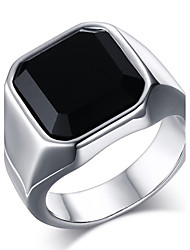 cheap -Band Ring Statement Ring For Men&#039;s Onyx Casual Daily Stainless Steel Agate Emerald Cut Silver