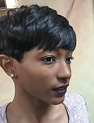 cheap -Human Hair Blend Wig Short Straight Pixie Cut Short Hairstyles 2020 With Bangs Berry Straight Short African American Wig Machine Made Women&#039;s Natural Black #1B Palest Blonde Honey Blonde / Bleached