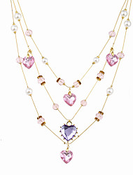 cheap -Pendant Necklace For Women&#039;s Crystal Party Special Occasion Pearl Crystal Alloy Logo Heart Love Pink
