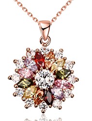 cheap -Pendant Necklace Chain Necklace For Women&#039;s AAA Cubic Zirconia Christmas Gifts Birthday Casual Zircon Copper Rhinestone Flower Love Rose Gold / Rose Gold Plated