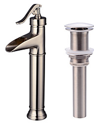 cheap -Faucet Set - Waterfall Nickel Brushed Centerset Single Handle One HoleBath Taps