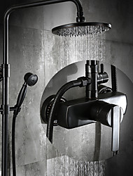 cheap -Shower System Set Antique Oil-rubbed Bronze Ceramic Valve Bath Shower Mixer Taps / Brass / Single Handle Three Holes