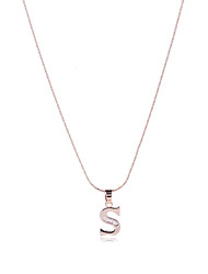 cheap -Pendant Necklace For Men&#039;s Women&#039;s AAA Cubic Zirconia Party Congratulations Sports Rose Gold Zircon Copper Logo Alphabet Shape