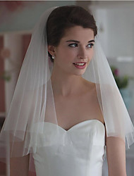 cheap -Two-tier Cut Edge Wedding Veil Elbow Veils with Flower Comb Tulle / Classic