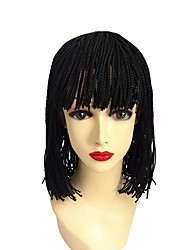 cheap -Black Wigs for Women Synthetic Wig Bob Wig Short Medium Length Natural Black #1B Synthetic Hair Kanekalon Hair African American Wig Braided Wig Black