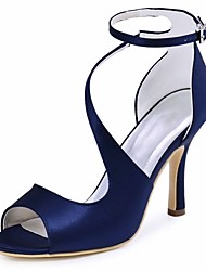 cheap -Women&#039;s Wedding Shoes Ankle Strap Heels Wedding Sandals Bridal Shoes Bridesmaid Shoes High Heel Ankle Strap Heel Peep Toe Basic Wedding Party &amp; Evening Elastic Fabric Summer Solid Colored Black Dark