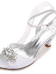 cheap -Women&#039;s Wedding Shoes Glitter Crystal Sequined Jeweled Ankle Strap Heels Wedding Sandals Bridal Shoes Crystal Kitten Heel Round Toe Peep Toe Classic Sweet Wedding Dress Party &amp; Evening Walking Shoes