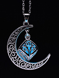 cheap -Pendant Necklace For Women&#039;s Luminous Stone Halloween Club Luminous Stone Alloy Engraved Moon Crescent Moon