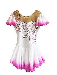 cheap -Figure Skating Dress Women&#039;s Girls&#039; Ice Skating Dress Outfits White Spandex High Elasticity Performance Skating Wear Handmade Solid Colored Sleeveless Ice Skating Figure Skating / Rhinestone
