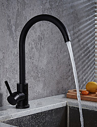 cheap -Deck Mounted Stainless Steel Kitchen Faucet Black Oxide Finish Standard Spout ­High Arc Modern Contemporary Kitchen Taps with Hot and Cold Switch