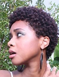 cheap -Human Hair Blend Wig Short Curly Jerry Curl Short Hairstyles 2020 Berry Curly Jerry Curl African American Wig For Black Women Machine Made Women&#039;s Natural Black #1B Dark Burgundy Medium Brown