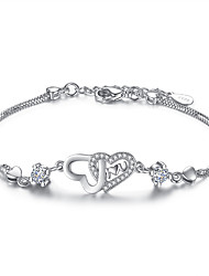 cheap -Women&#039;s Cubic Zirconia Chain Bracelet - Sterling Silver Heart Ladies Bracelet Jewelry Silver / Purple For Wedding Party