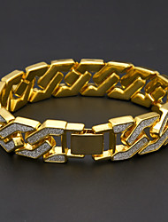 cheap -Men&#039;s Chain Bracelet Cuban Link Two tone cuff Luxury Rock Hip-Hop Streetwear Dubai Gold Plated Bracelet Jewelry Silver / Gold For Casual Club