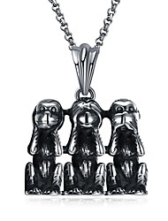 cheap -One-piece Suit Pendant Necklace For Men&#039;s Carnival Valentine Stainless Steel Titanium Steel Monkey Animal