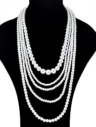 cheap -Layered Necklace Long Necklace For Women&#039;s Ceremony Prom Promise Imitation Pearl