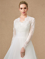 cheap -Long Sleeve Shrugs Lace / Tulle Wedding / Party / Evening Women&#039;s Wrap With Lace / Appliques / Zipper
