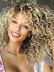 cheap -Synthetic Wig Afro Kinky Curly Shakira Kinky Curly Afro Bob With Bangs Wig Blonde Blonde Synthetic Hair Women&#039;s Side Part African American Wig Blonde