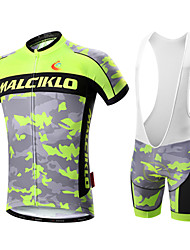 cheap -Malciklo Men&#039;s Short Sleeve Cycling Jersey with Bib Shorts Mountain Bike MTB Road Bike Cycling White Black Camo / Camouflage Bike Clothing Suit Lycra 3D Pad Breathable Quick Dry Back Pocket Sports