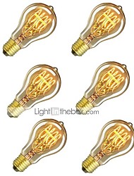 cheap -6pcs 60 W E26 / E27 A60(A19) Warm White 2200-2700 k Retro / Dimmable / Decorative Incandescent Vintage Edison Light Bulb 220-240 V