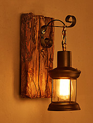 cheap -Wall Lamp Single Head Industrial Rustic Vintage Retro Wooden Wall Scone Metal Painting Color for The Country Home Hotel Corridor Decorate Wall Light