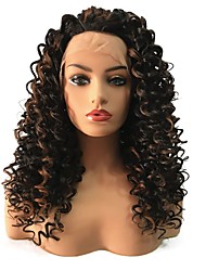 cheap -Synthetic Lace Front Wig Curly Middle Part Lace Front Wig Long Ombre Black / Medium Auburn Synthetic Hair Women&#039;s Heat Resistant African American Wig Black StrongBeauty