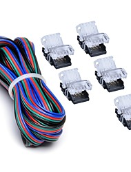 cheap -5PCS 10mm RGB No-Waterproof 4 Pin LED Strip Connector With 22# UL Listed 3M 4 Conductor Line DIY Both Strip to Power Lead or Board to Board Jumper
