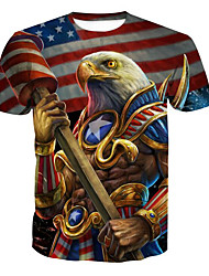cheap -Men&#039;s Tee T shirt Shirt 3D Print Graphic American Flag Independence Day Plus Size Round Neck Party Daily Short Sleeve Tops Chic &amp; Modern Comfortable Big and Tall Black Purple Rainbow / Long / Animal