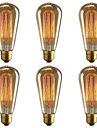 cheap -6 pcs E27 40W ST64 Dimmable Edison Decorative Bulb Warm White