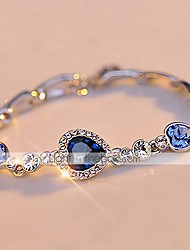 cheap -Women&#039;s Crystal Chain Bracelet Single Strand Heart Simple Basic Alloy Bracelet Jewelry Pink / Green / White For Street Gift