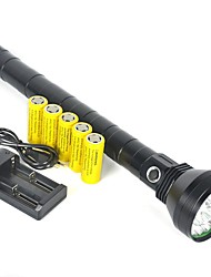cheap -LED Flashlights / Torch Handheld Flashlights / Torch 22000 lm LED 12 Emitters 1 Mode with Batteries Professional Camping / Hiking / Caving Everyday Use Police / Military EU USA Black