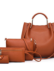 cheap -Women&#039;s Bag Sets Handbags Bag Set PU Leather 4 Pieces Purse Set Zipper Solid Color Daily Office &amp; Career Blue Black Pink Red