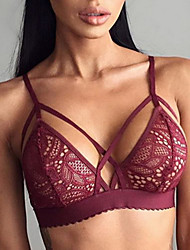 cheap -Women&#039;s Normal Bra Wireless 3/4 Cup Solid Colored Sexy Polyester Wine