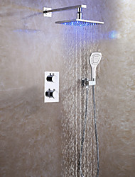cheap -Bath Shower Faucet Set Thermostatic Shower Bathroom 3 Colors LED Shower Head / Thermostat Mixer Valve / Hand Shower Included / Brass / Chrome Bath Shower Mixer Taps