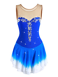 cheap -Figure Skating Dress Women&#039;s Girls&#039; Ice Skating Dress Outfits Aquamarine Halo Dyeing Spandex High Elasticity Competition Skating Wear Handmade Solid Colored Long Sleeve Ice Skating Figure Skating