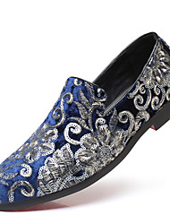 cheap -Men&#039;s Loafers &amp; Slip-Ons Formal Shoes Comfort Shoes Classic British Party &amp; Evening Office &amp; Career Satin Black Red Blue Floral Spring Summer / Sequin