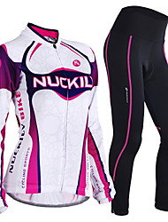 cheap -Nuckily Women&#039;s Long Sleeve Cycling Jersey with Tights Mountain Bike MTB Road Bike Cycling Winter Purple Floral Botanical Bike Clothing Suit Fleece Spandex Polyester Thermal Warm Windproof Fleece