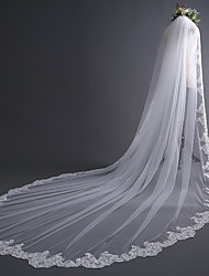 cheap -One-tier Vintage Style / Flower Style Wedding Veil Chapel Veils with Appliques / Solid 118.11 in (300cm) Lace / Tulle / Classic
