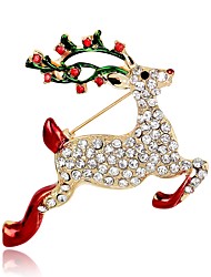 cheap -Women&#039;s Brooches Classic 3D Elk Animal Ladies Vintage Classic Rhinestone Gold Plated Brooch Jewelry Gold For Christmas Festival