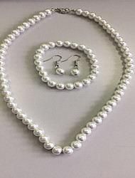 cheap -Jewelry Set Beaded Necklace For Women&#039;s Pearl Party Wedding Pearl White / Necklace / Earrings