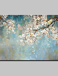 cheap -Oil Painting Hand Painted Horizontal Abstract Floral / Botanical Modern Stretched Canvas
