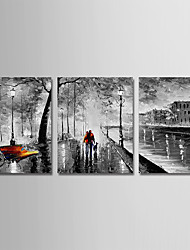 cheap -Oil Painting Hand Painted Vertical Abstract Modern Stretched Canvas / Three Panels