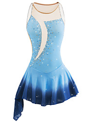 cheap -Figure Skating Dress Women&#039;s Girls&#039; Ice Skating Dress Outfits Blue Halo Dyeing Elastane Competition Skating Wear Handmade Fashion Sleeveless Ice Skating Figure Skating / Rhinestone