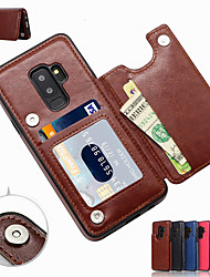 cheap -Phone Case For Samsung Galaxy S22 Ultra Plus Back Cover Leather S20 Plus S20 Ultra S20 S9 S9 Plus S8 Plus S8 S7 edge S7 S10 Plus Card Holder with Stand Solid Color Soft PU Leather