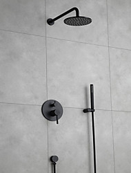 cheap -Shower Faucet Set - Rainfall Shower Contemporary Painted Finishes Mount Inside Ceramic Valve Bath Shower Mixer Taps / Brass / Two Handles Four Holes