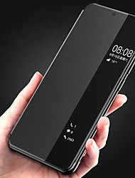 cheap -Phone Case For Huawei Full Body Case Leather Flip P20 P20 Pro P30 P30 Pro Psmart plus 2019 Honor 20 honor 20 pro Honor 30 Honor 30 Pro Y5p with Windows Flip Auto Sleep / Wake Up Solid Color Hard PU