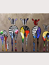 cheap -Nursery Oil Painting Handmade Hand Painted Wall Art Abstract Colorful Zebra Home Decoration Décor Rolled Canvas No Frame Unstretched