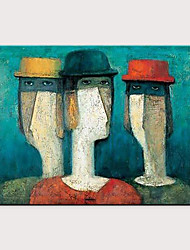 cheap -Oil Painting Hand Painted Horizontal Abstract People Modern Rolled Canvas (No Frame)